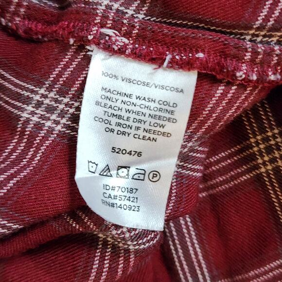 Lou & Grey for LOFT Womens Pullover Top Size S Red Plaid High-Low V-Neck - Picture 7 of 10